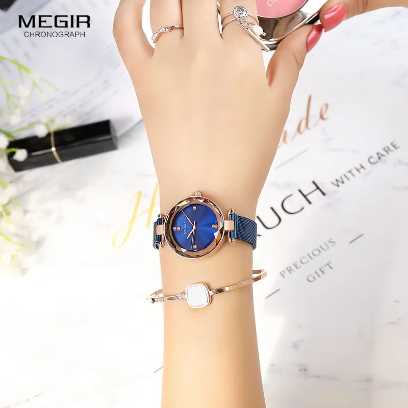 Reloj Mujer MEGIR Лидирующий бренд женские часы розовое золото Relogio Feminino роскошные часы для влюбленных женские часы