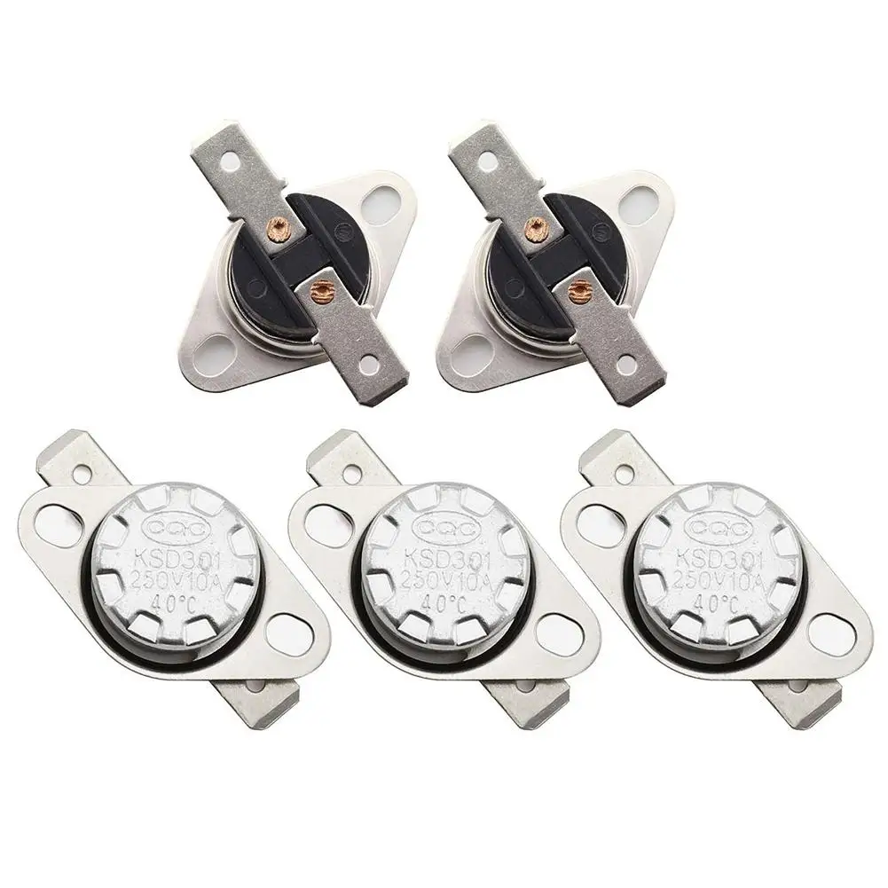 

5Pcs/set KSD301 Thermal Control Switch 250V 10A Normally Closed NC Thermostat Temperature Switch 40 Degree Celsius On-Off