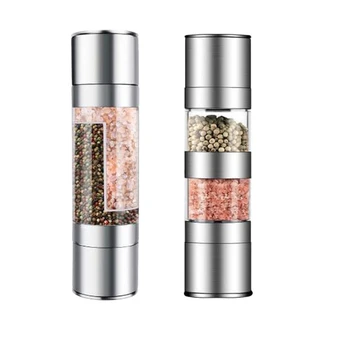 

2 in 1 Salt and Pepper Grinder Set, Stainless Steel Salt Grinders and Pepper Mill with Dual Adjustable Coarseness
