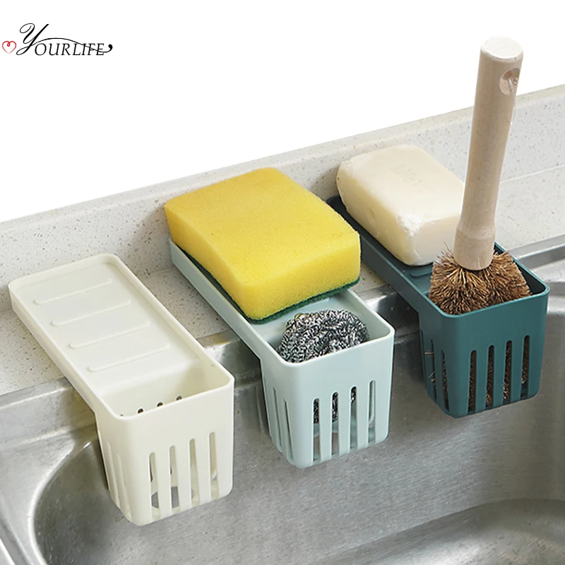 

OYOURLIFE Strong Suction Cup Sink Holder Fork Spoon Cutlery Sponge Drain Drying Storage Rack Kitchen Sink Accessories Organizer