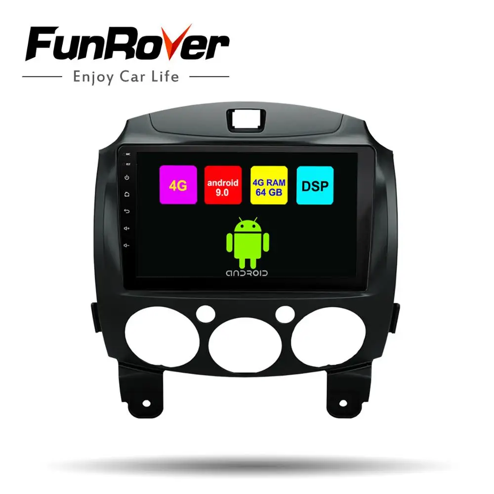 Автомобильный мультимедийный плеер Funrover Android 9 0 2 din dvd радио для Mazda 2007 2014 gps