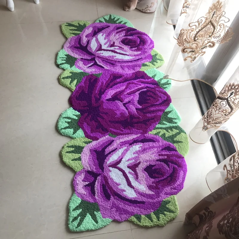 Tappeto di alta qualità 3 Rose tappeto tappeto fatto a mano tappeto moderno  antiscivolo tappeto cucina tappeto rosa rossa tappeto a forma di fiori s  80X60cm - AliExpress