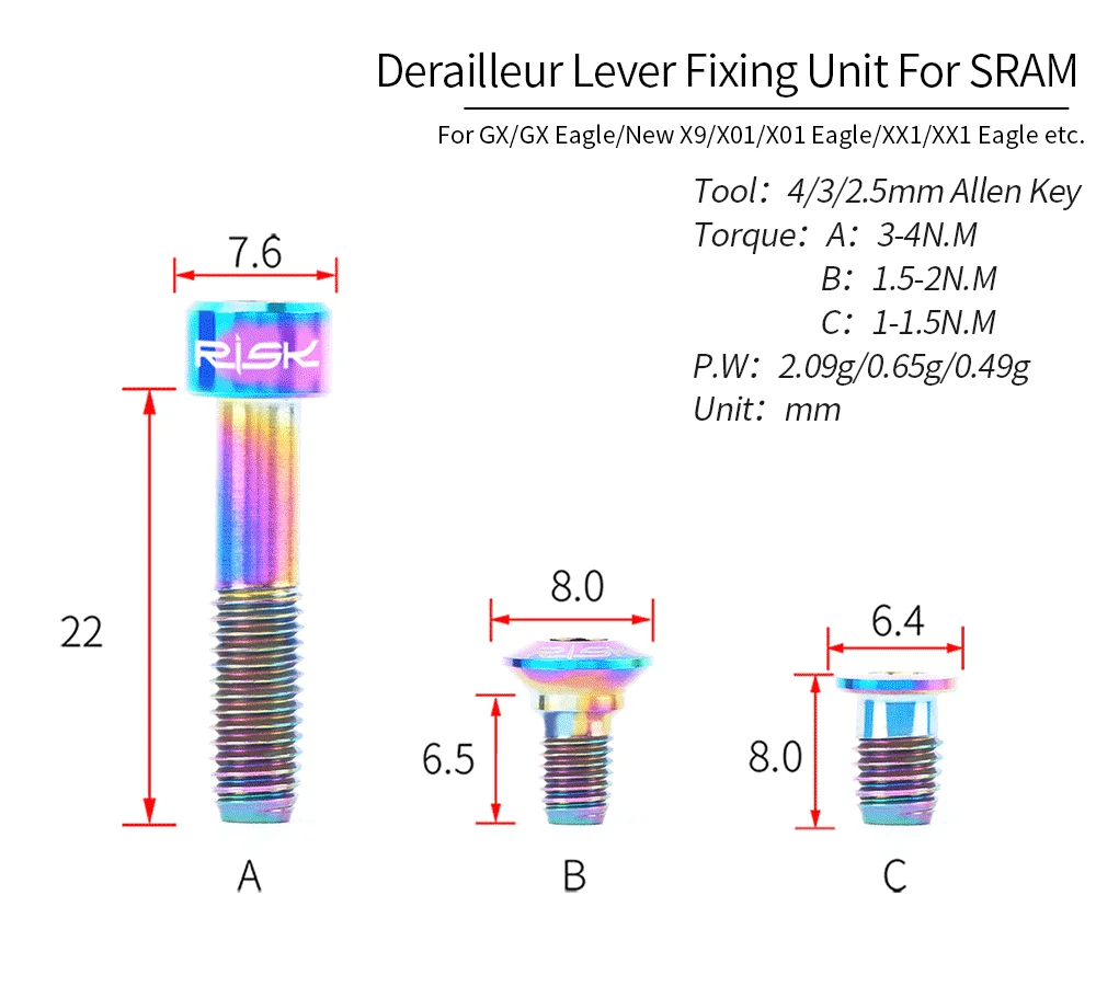 3 farben RISIKO велосипед переключения Bremshebel TC4 Titan Legierung Schraube люкс велосипед feur SRAM GX/Eagle/X9/X01/X01Eagle/XX1 Fahrrad S