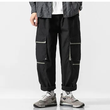 

Men Loose Casual Straight Cargo Trouser Male Japan Vintage Hip Hop Wide Leg Harem Pants Joggers Sweatpants