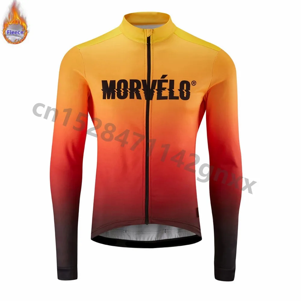 Morvelo мужской черный зимний комплект с длинными рукавами тепловой флис гонки на велосипедах велосипедные Джерси мужской Pro комплект женских купальных костюмов Ropa Ciclismo Hombre - Цвет: 11