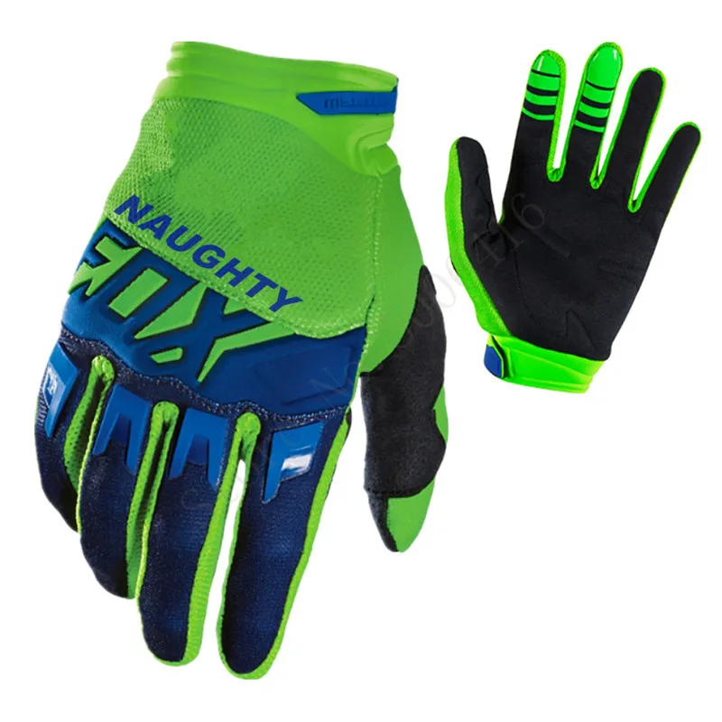 blue green Полный палец 360 Naughty Fox перчатки мотоцикла Мото MTB перчатки BMX для мотокросса велоспорта мужские перчатки без пальцев для внедорожных DH велосипед MX Dirt перчатки - Цвет: blue green