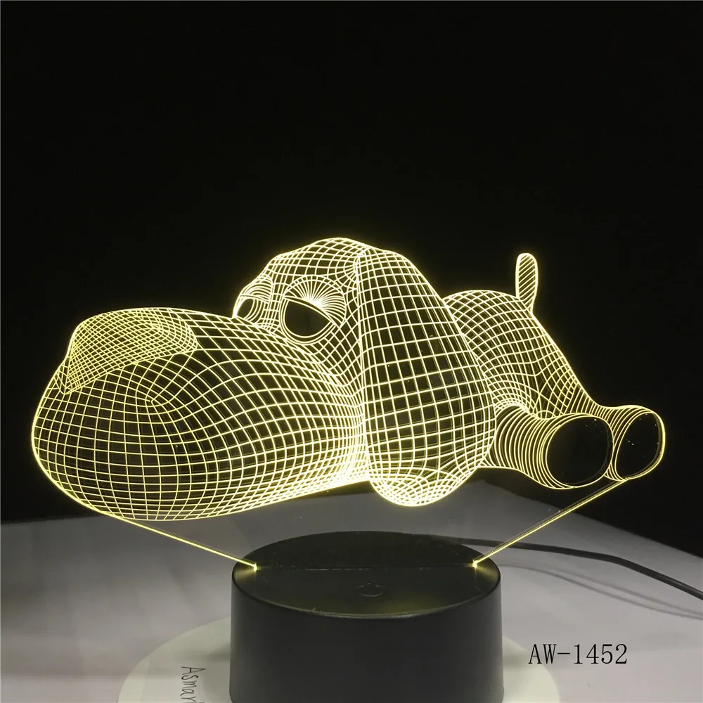 Lazydog модель светодиодный 3D лампа USB Красочный Настольный светильник детская спальня ночник Домашний Светильник офисный свет AW-1452