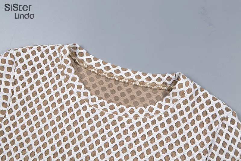 Sisterlinda Sheer Mesh Net Patchwork сексуальный бодикон, комбинезон для женщин Осень Зима Женское боди с длинным рукавом Mujer