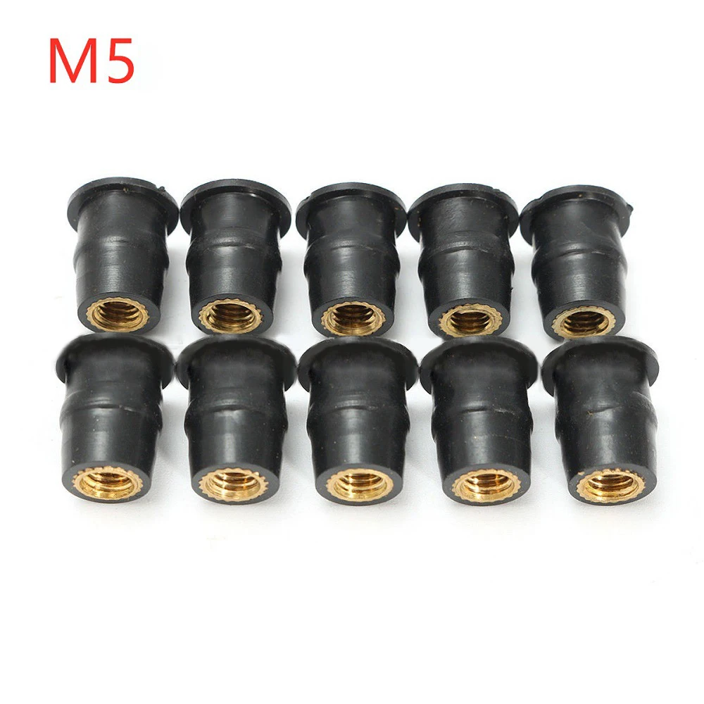 10PCS Universal M5 Rubber Nuts Motorcycle Windscreen Windshield Bolts Screws Nut Fastener for Honda Suzuki Yamaha auto fasteners