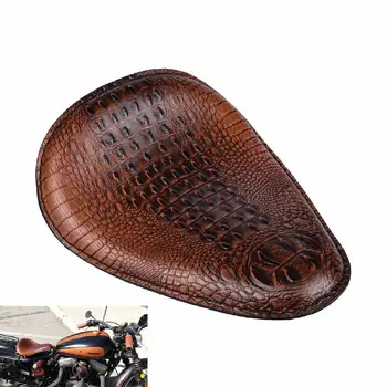 

Crocodile Leather Motorcycle Solo Passenger Seat Cowl Pad Saddle Seat For Sportster Bobber Chopper Custom Brown Black
