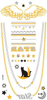

Temporary Tatoo Fake Tattoo Sticker Line Star Cat Necklace Tatouage Flash Metallic Gold Tatto Waterproof Tattoos For Women Girl