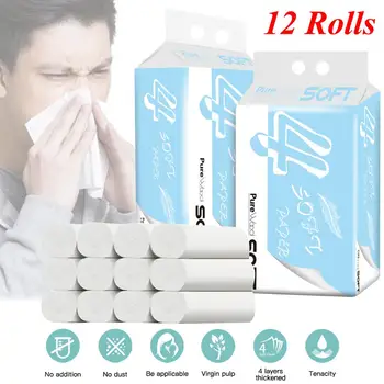 

Strong Soft 4-Ply Toilet Paper Bath Tissue Giant Roll 12 Rolls Skin-Friendly 40P