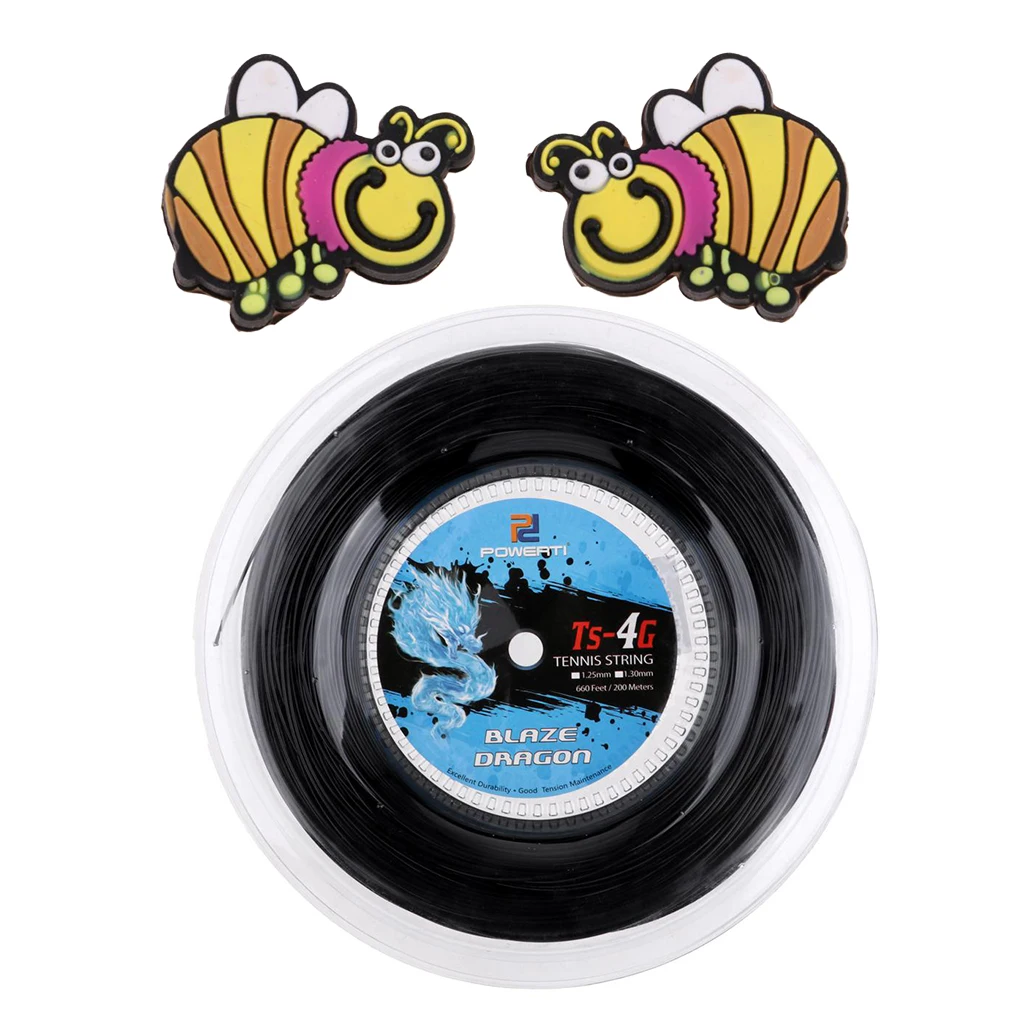Polyester Tennis Racket String Replacement with Racquet Dampener 200m 1.25mm Tennis Accessories