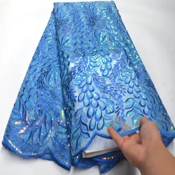 

Gorgeous Embroidery African French Lace Fabric High Quality Beaded Tulle Lace Fabric 2019 organza lace fabric with sequins Wo460