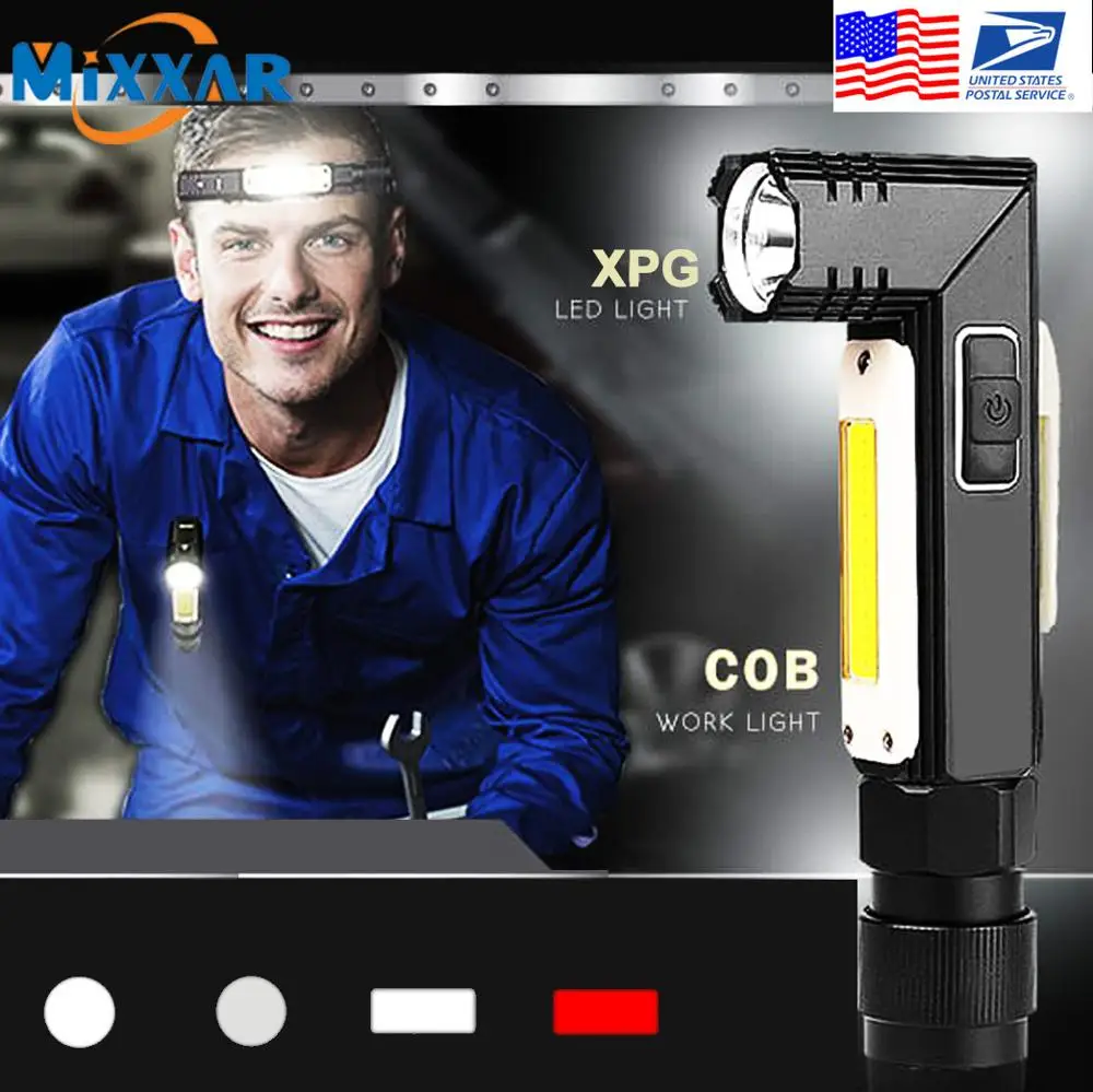USB Перезаряжаемый тактический фонарь магнит 90 градусов вращающийся зажим