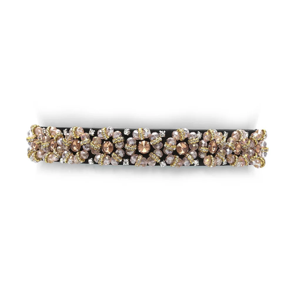 [AETRENDS] Women's Rhinestone Skinny Belt Floral Elastic Cummerbunds for Lady D-0119