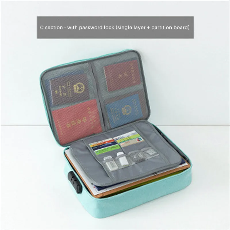 С кодовым замком, многофункциональная сумка для хранения сертификатов, многослойная большая емкость, файл, файл, счет, паспорт, Сортировочная сумка - Цвет: With Lock