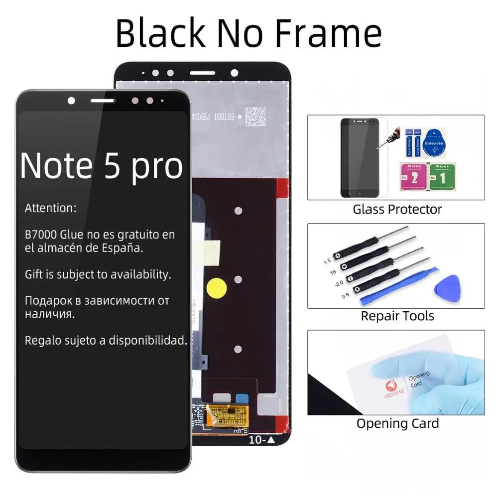 Black No Frame Дисплей для Xiaomi Redmi Note 5 LCD в сборе с тачскрином на рамке 5.99'' черный белый - Цвет: Black No Frame