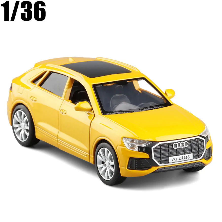 1:36 2019 Audi Q8 Police Vehicle Model Car Diecast Toy Pull Back Yellow Kid Gift 