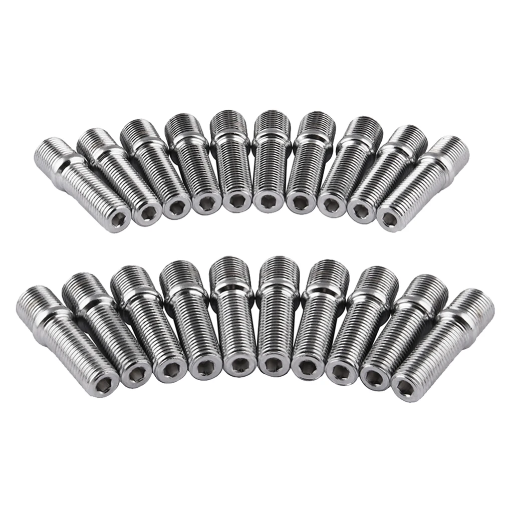 20pcs Silver Extended Wheel Stud Conversion M14*1.5-M12*1.5 5cm For BMW