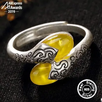 

NOT FAKE Israel S925 Fine Antique shop Ring Sterling Silver Women aristocrat noble Natural Artisan Baltic Natural Gemstone amber