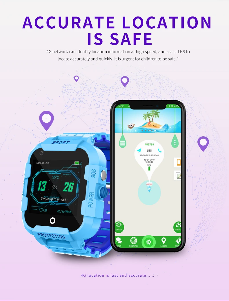 4G Smart Kids Watch IP69 Waterproof Smart Watch Touch Screen SOS Phone Call Device Location Tracker Anti-Lost Childs Smart Watch