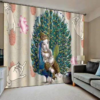 

Peacock curtains louts 3D Curtain Luxury Blackout Window Curtain Living Room stereoscopic curtains