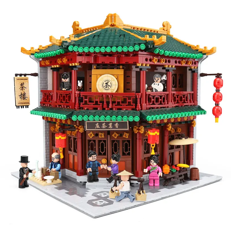 

Zhonghua Street Building Series The Toon Tea House Set Compatible with Lego Architecture Building Blocks Bricks Toy Model Gift