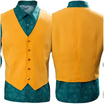 

2019 Movie Joker Joaquin Phoenix Arthur Fleck shirt+vest Cosplay Costumes Adult Men Halloween Carnival Party Costumes