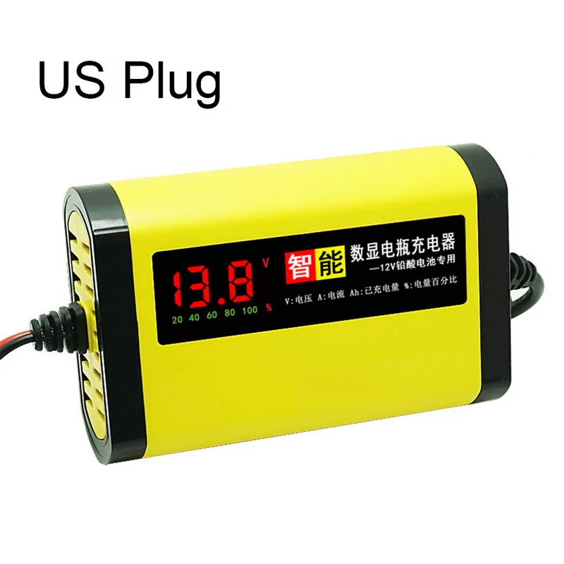 US 12 В 2A C1202 06 цифровой ЖК-дисплей автомобильное зарядное устройство мощность импульсный Ремонт зарядное устройство s влажная сухая свинцово-кислотная автоматическая батарея-зарядное устройство s - Цвет: US