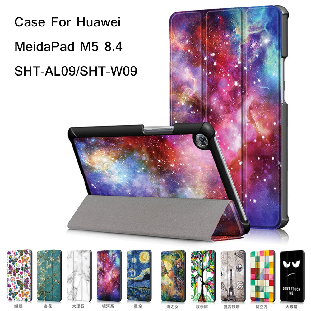 

Folding Stand Case For Huawei Mediapad M5 8.4 SHT-AL09 SHT-W09 Tablet Smart Funda Protective Cover Printed PU Leather HW005