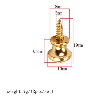 

2 Pcs Electric Guitar Straplock Buttons W/Screws For String Instrument Gold