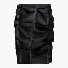 Высокая талия, черная, асимметричная, плиссированная, с разрезом, темпераментная, полуоблегающая юбка, женская мода, новинка, весна-осень, 1N041