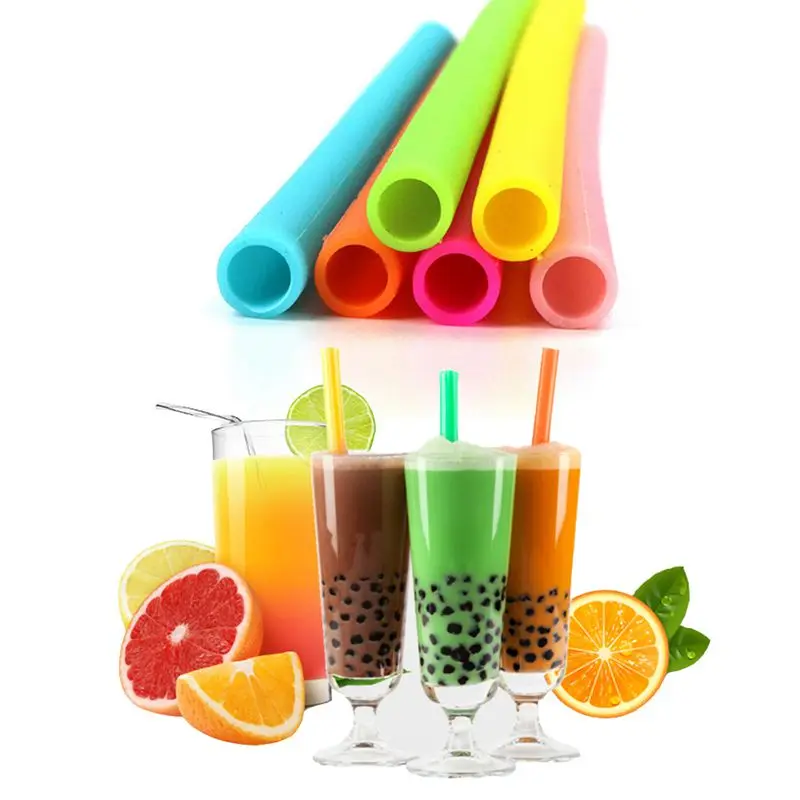 Силиконовые прямые соломинки для 30 унций Tumblers, многоразовый силикон соломинки Экстра длинные гибкие соломинки с чистящими щетками