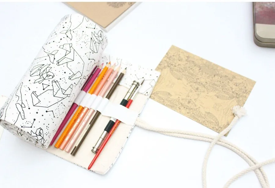 

Canvas Large Capacity Colored Pencil Wrap for Artist Students Romantic Constellation Holder Pouch(No Pencil Included)-72 Slot