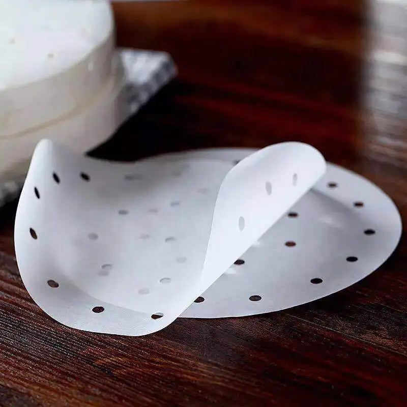 7/8/9Inch 100pcs Baking Oil Paper With Hole Air Fryer Baking Paper Bun Cake Saucer Accessories Kitchen Tool