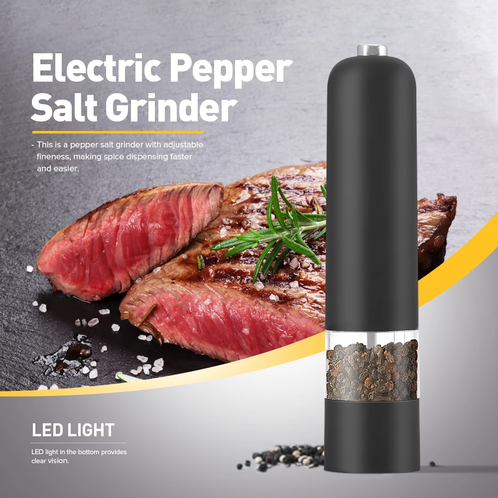 

Electric Salt Pepper Herb Mill Grinder Kitchen Tool With LED Light Grinding Tools Cinnamon Food Mills Seasoning Mill Saving Time