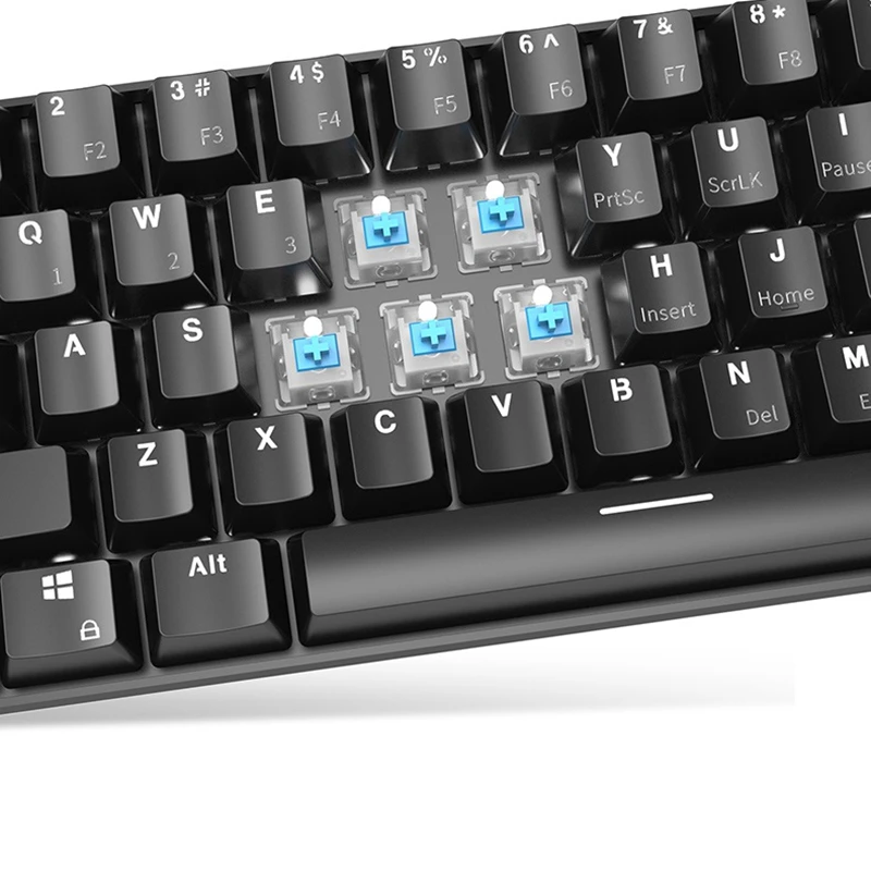 Ajazz i610T 61 ключей USB Проводная клавиатура bluetooth двойной режим игровая клавиатура черный/синий переключатель 17 монохромный Подсветка механическая клавиатура