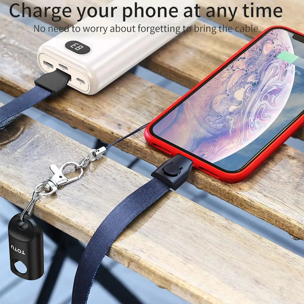 Ремешок TOTU на шнурке 2 1 а 85 см с кабелем Micro USB зарядный тип наручный ремень для Iphone