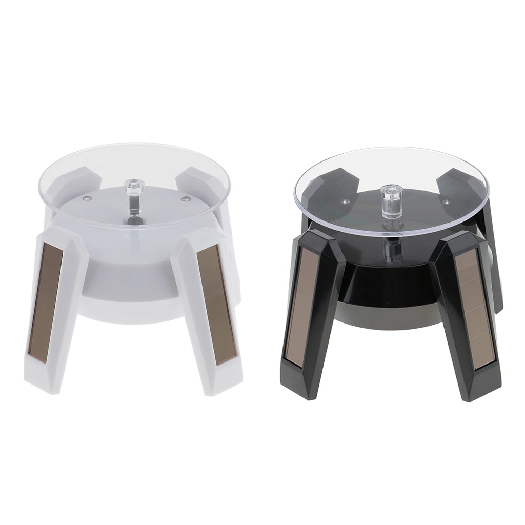 Solar Powered 360 Rotating Phone Jewelry Display Stand Turn Table LED Light Ring Bracelet Watch Stand