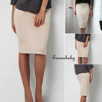 

New Fashion Womens Elastic High Waisted Pencil Skirt Stretch Bodycon Knee Length Skirt US