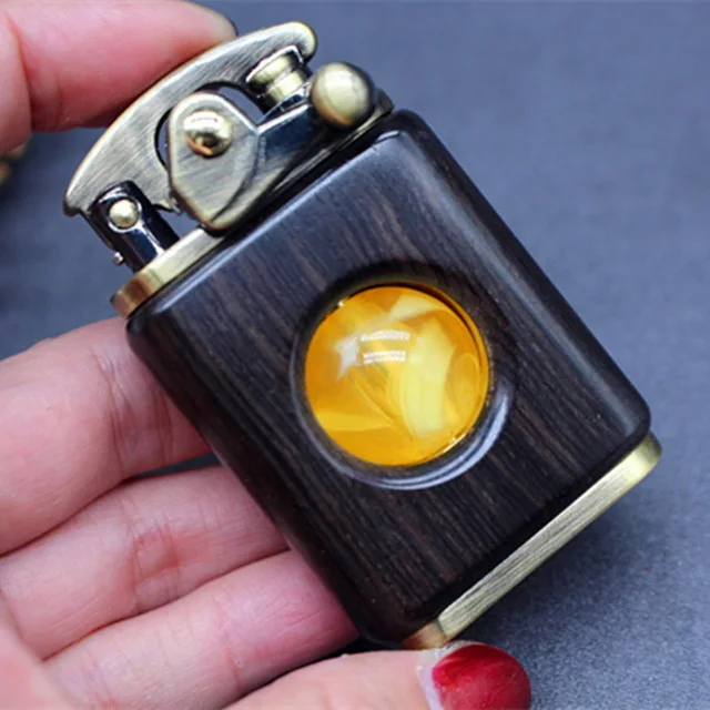 Retro Wooden Beads DecompressiLighter Flint Kerosene Oil Lighter Rosewood Solid Personality Creative Lighter Gadget For Man 4