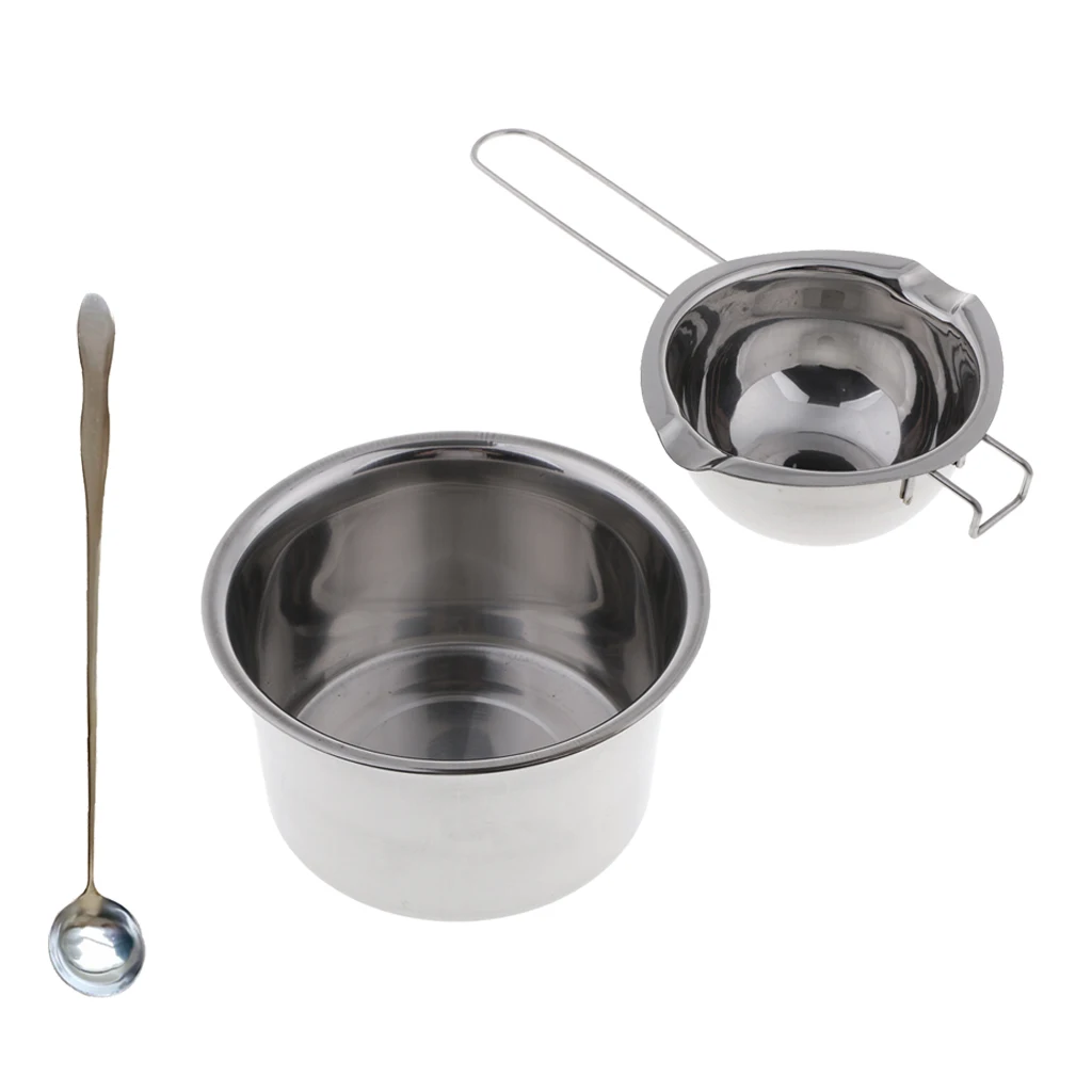 3pcs Stainless Steel Candle Wax Melting Pot Double Boiler Stirring Spoon DIY