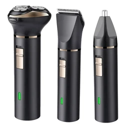 Man Recharge Barber Razors Nose Trimmer Hair Clippers  Electric Shaver 3-in-1  Beard Shaver