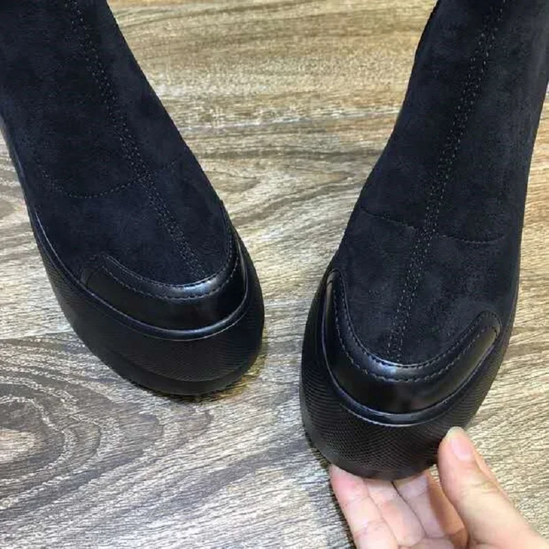 Autumn Boots Women's Shoes New Women's Boots Fashion Round Head Ankle Boots 2021 Winter Elastic Black Boots Comfortable Botas