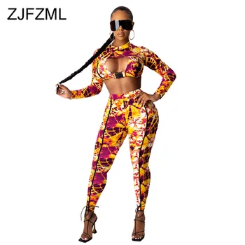 

Color Block Spliced Sporty Two Piece Tracksuit Women Hollow Out Long Sleeve Crop Top and Skinny Long Pant Activewear Fitness Set