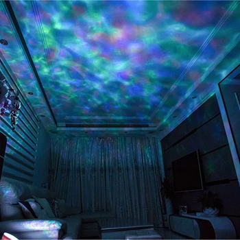 

T20 Dropship Ocean Wave Projector 7 Colorful Remote Control TFCeiling Mood Lamp with Bulit-in Speaker Music Player Night Light