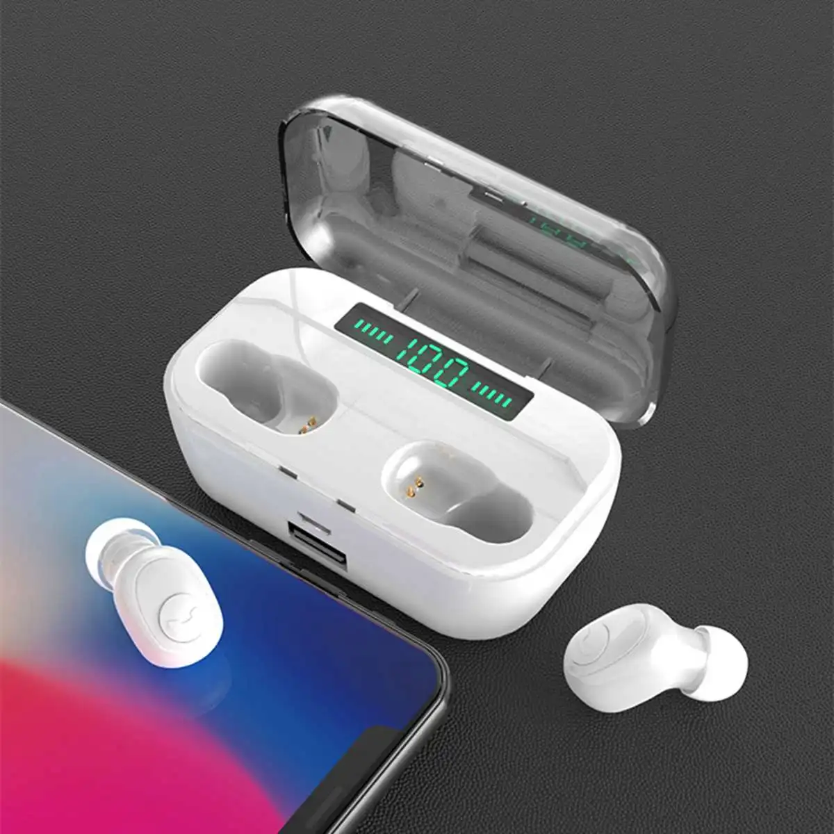 G6S LCD TWS (White) G6s bluetooth 5,0 наушники светодиодный дисплей TWS Ture беспроводной стерео мини-наушник IPX7 водонепроницаемый спорт 2200/3500 мАч гарнитура - Цвет: G6S LCD TWS (White)