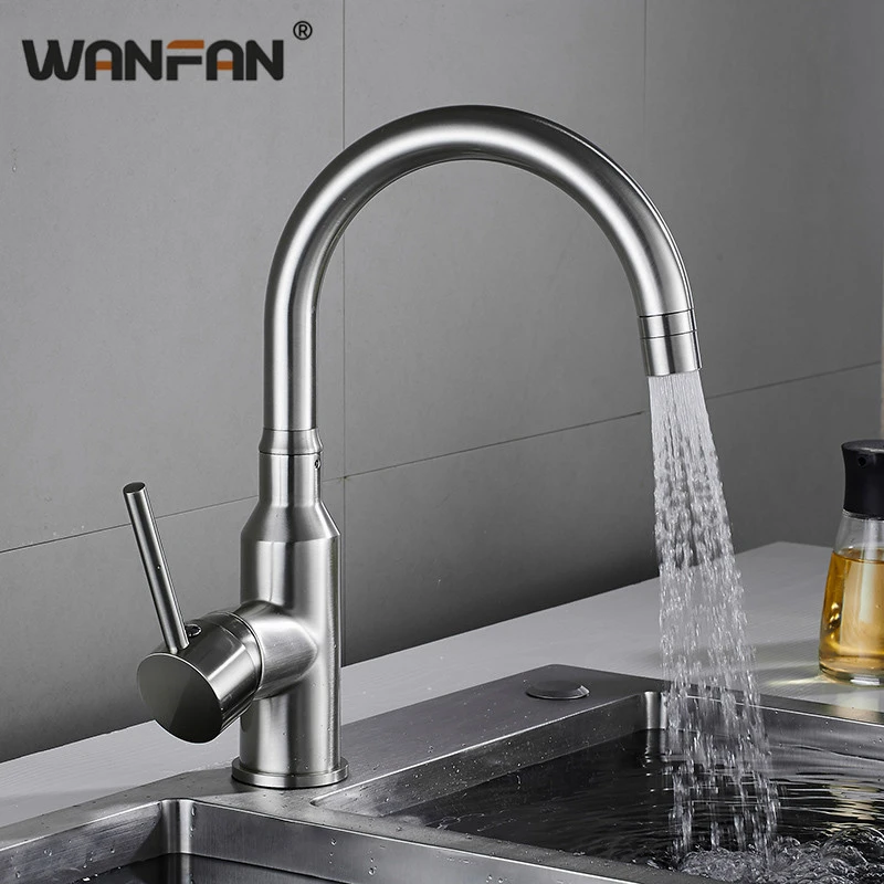 Brushed Nickel Kitchen Sink Mixer Pull Out/&Swivel Faucet Single Handle Brass Tap