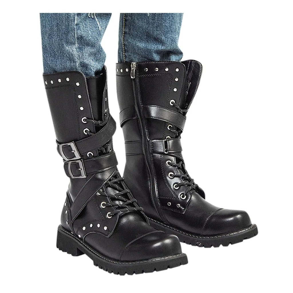 Men Combat Boot Outdoor Cold-proof Non-slip Buckle Boot Winter Punk Snow Boots Men Shoes Boots zapatos de hombre